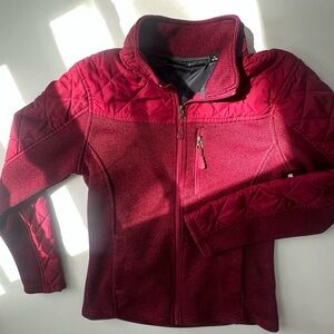 Swiss+Tech Women's Red Quilted Zip Mid-Length Jacket Pockets Size M